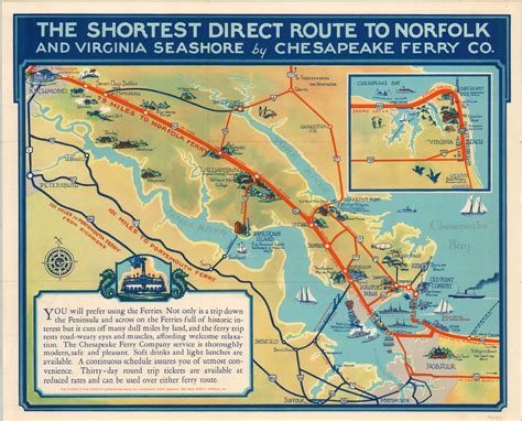 The Shortest Direct Route To Norfolk And Virginia Seashore Curtis Wright Maps