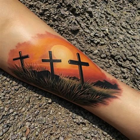 Three Crosses On A Hill Tattoos Meaning Significance Amp 41 Designs