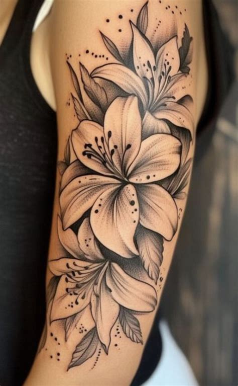Tiger Lily Tattoo Fully Healed I Love Tattooing Large Flowers And Would Love To Create More Tattoos Like This I Have Been Blessed With Many Tiger Lilies Blooming Here On The Land I