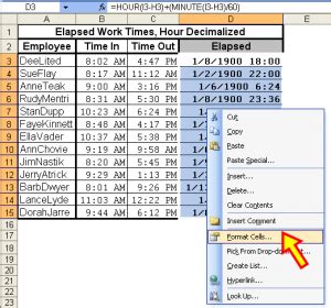Tom S Tutorials For Excel Converting An Elapsed Time To A Decimal Number Tom Urtis