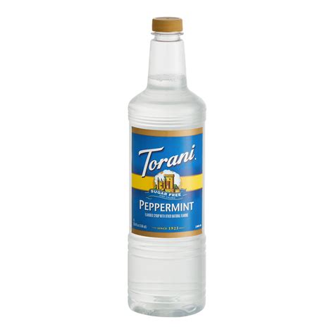 Torani Sugar Free Peppermint Flavoring Syrup Plastic Bottle 1 Liter