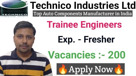 Trainee Engineer Vacancies In Technico Industries Ltd I Fresher Jobs I