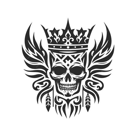 Tribal Tattoo Of Skull And Crown Premium Ai Generated Vector