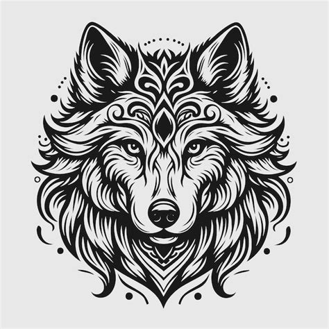 Tribal Wolf Black Tattoo Design Vector Premium Vector