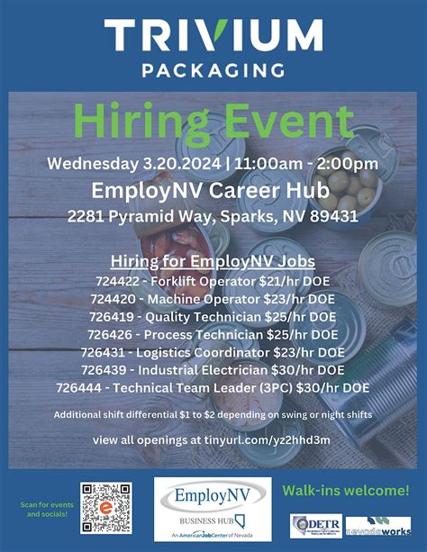 Trivium Packaging Hiring Event Employnv Career Hub Sparks 8 October 2025 Allevents Trivium Packaging Hiring Event Employnv Career Hub Sparks 8 October 2025 Allevents