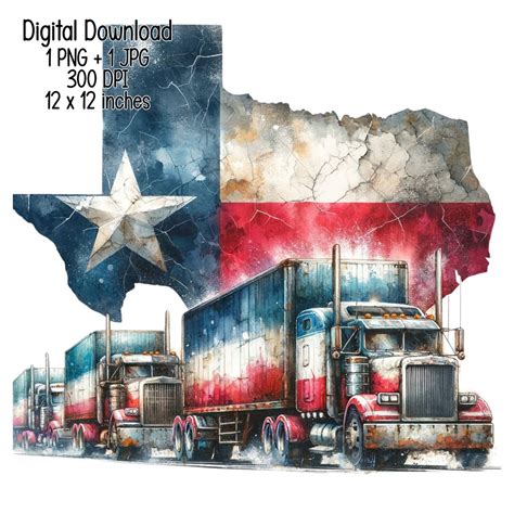 Truck Convoy Texas State Flag Digital Download Texas Flag And Border