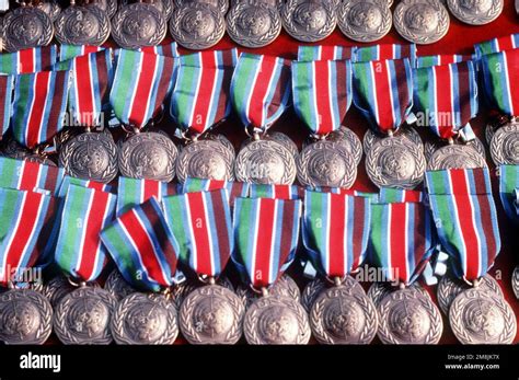 United Nation Medals Are Laid Out Before The Joint Task Force Provide
