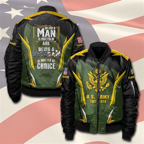 Us Military Army Branch Bomber Jacket Proud Us Veteran
