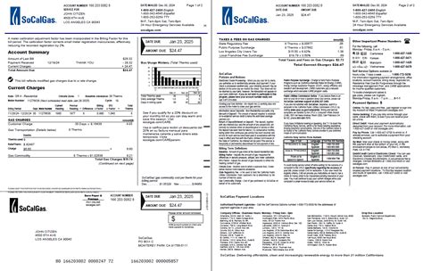 Usa So Cal Gas Utility Bill Template In Word And Pdf Formats 2 Pages