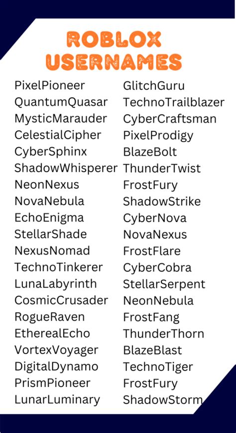 Usernames For Roblox