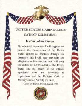 Usmc Oath Of Enlistment Certificate