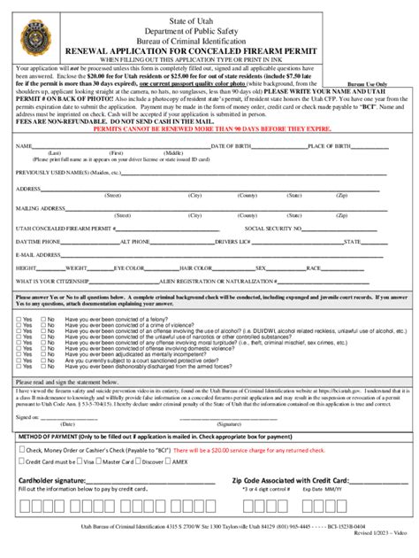 Utah Concealed Carry Application Fill Out Amp Sign Online Dochub