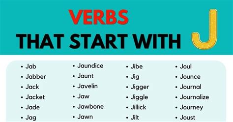 Verbs That Start With J