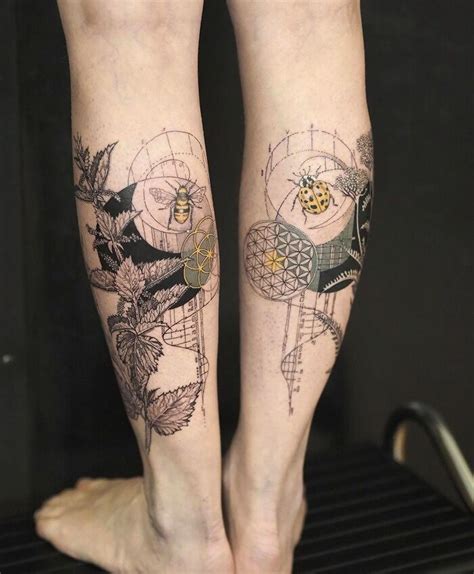 Vertical Calf Tattoos Vertical Calf Tattoos