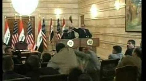 Video George Bush Attacked By Flying Shoe Mirror Online