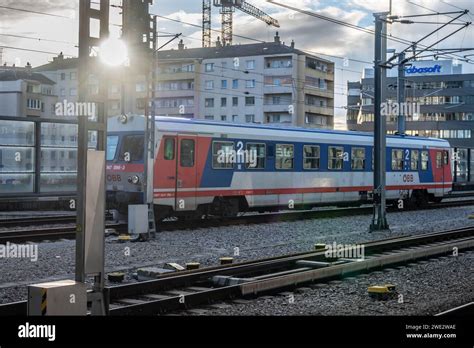 Vienna Austria 21 November 2023 Train On The Platform Of Vienna