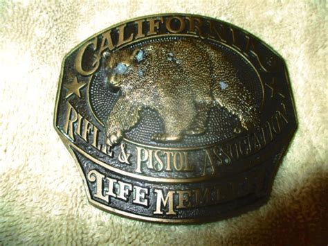 Vintage California Rifle And Pistol Association Life Member Heavy Solid Brass Buckle Etsy