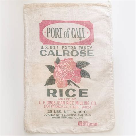 Vintage Feed Sack Diamond G Brand Calrose Rice Sack Bag 3519587678