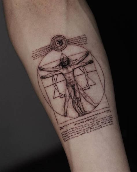 Vitruvian Man Tattoo Located On The Inner Forearm