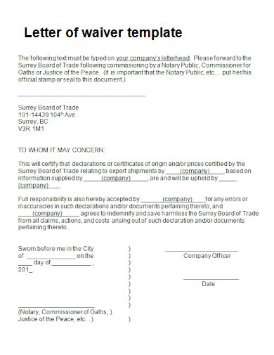 Waiver Letter Template Prntbl Concejomunicipaldechinu Gov Co Waiver Letter Template Prntbl Concejomunicipaldechinu Gov Co