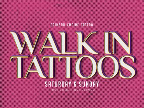 Walk In Tattoos First Come First Served At Crimson Empire Tattoo