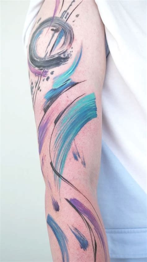 Water Paint Brush Strokes Tattoo
