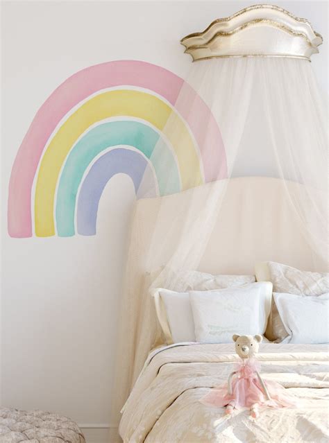 Watercolor Rainbow Wall Sticker Pink Peel And Stick Etsy Watercolor Rainbow Wall Sticker Pink Peel And Stick Etsy