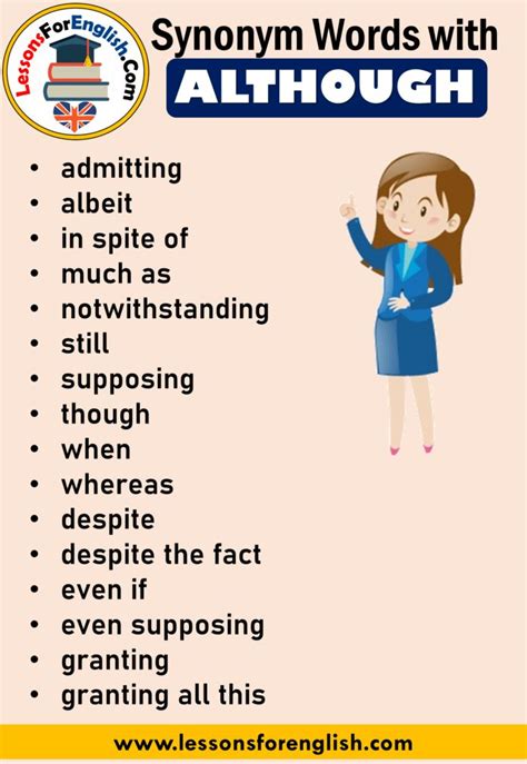 Ways To Say Although Synonym Words Although English Grammar Here