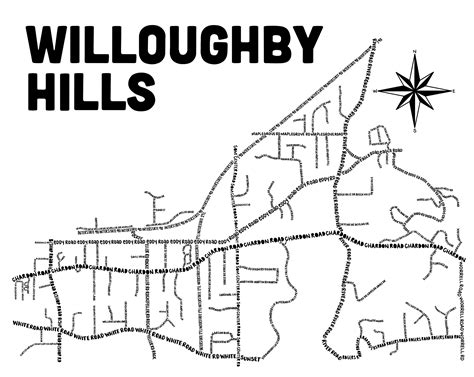 Willoughby Hills Ohio Map Print Whereabouts Shop