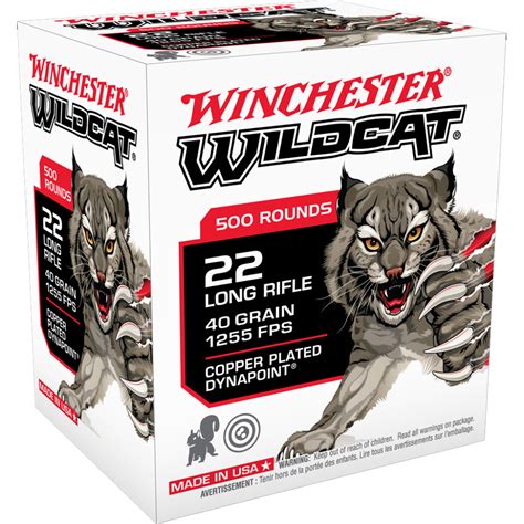 Winchester Wildcat 22Lr Ammunition 500 Rounds 40 Grain Copper Plated