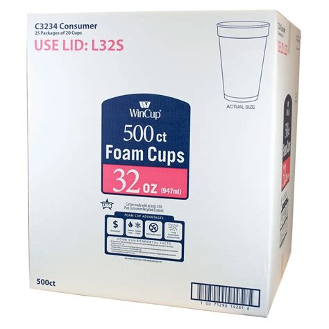 Wincup 16Oz White Foam Cup Sparkling Solutions