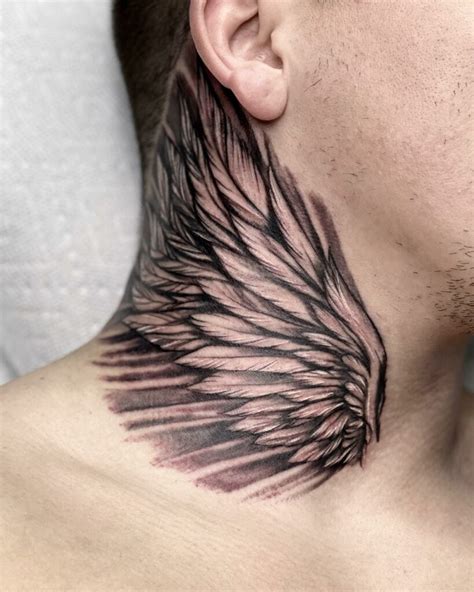 Wing Tattoo Neck Etsy