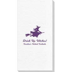 Witch On A Broom Silhouette Linen Like Guest Towels Witch On A Broom Silhouette Linen Like Guest Towels