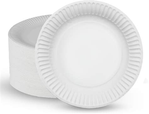 Zuvo Disposable Plates 50 Pack - 100% Compostable White Paper Plates 9 ...